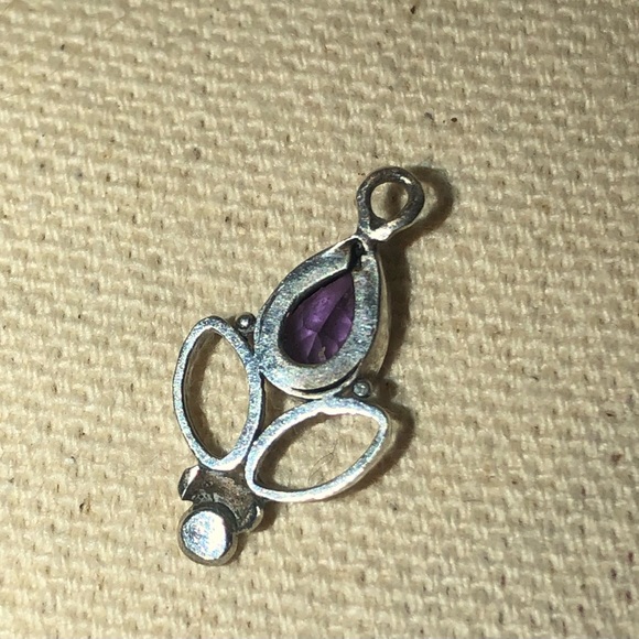 Sterling Silver & Amethyst Tulip Bloom Charm-needs jump ring - Picture 4 of 6